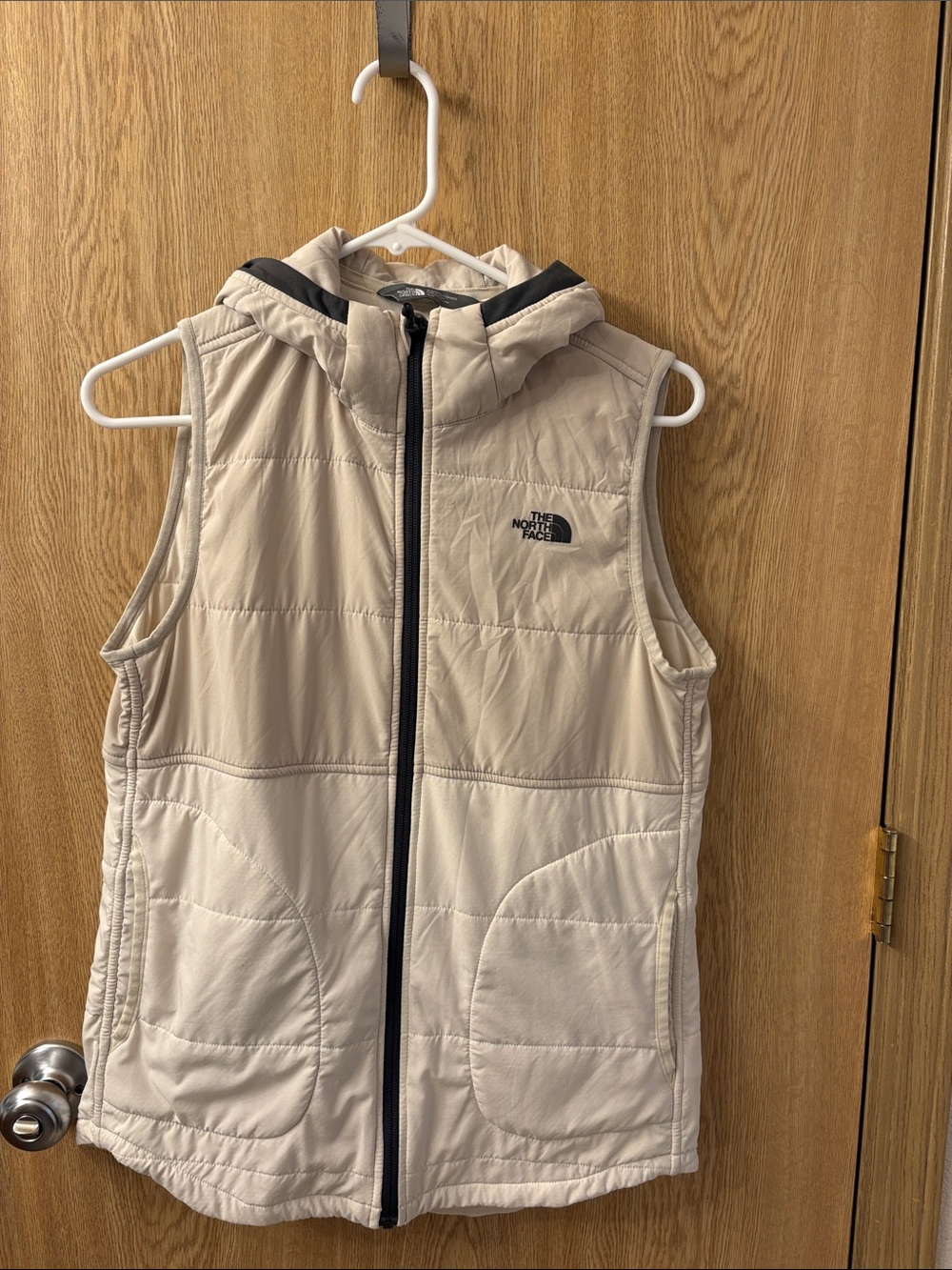 The North Face Quilted Hooded Vest with Gray Trim